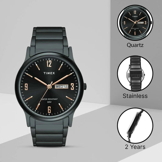TIMEX Trendline Round 39mm Black Dial Analog Watch  - For Couple TW00PR264