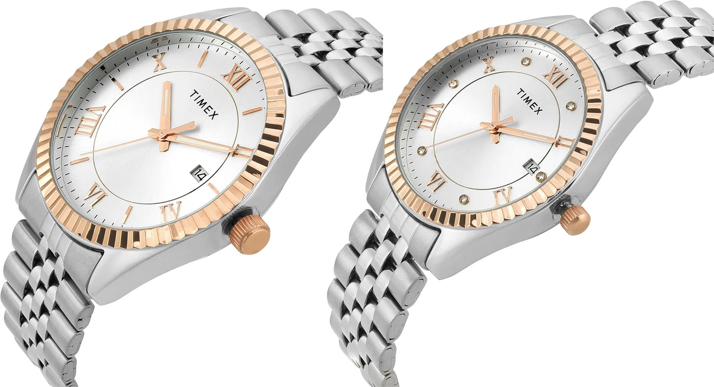TIMEX Trendline Round 43mm Silver Dial Analog Watch  - For Couple TW00PR343