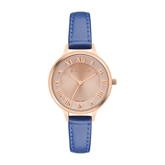 Giordano Women's Rose Gold Dial Leather Analogue Watch - GD-2049-03