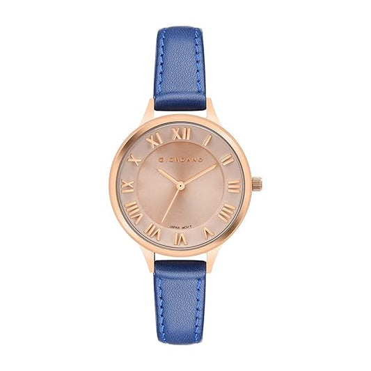 Giordano Women's Rose Gold Dial Leather Analogue Watch - GD-2049-03