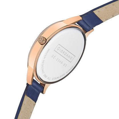 Giordano Women's Rose Gold Dial Leather Analogue Watch - GD-2049-03