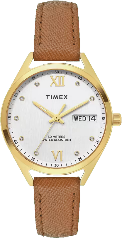 Timex Trendline Women Quartz Silver Dial Analog Leather Watch TWEL26803