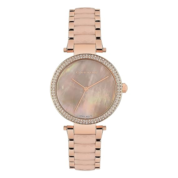 Giordano Analog Rose Gold Dial Women's Watch with Rose Gold Band GD-2073-44