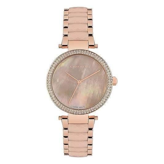 Giordano Analog Rose Gold Dial Women's Watch with Rose Gold Band GD-2073-44