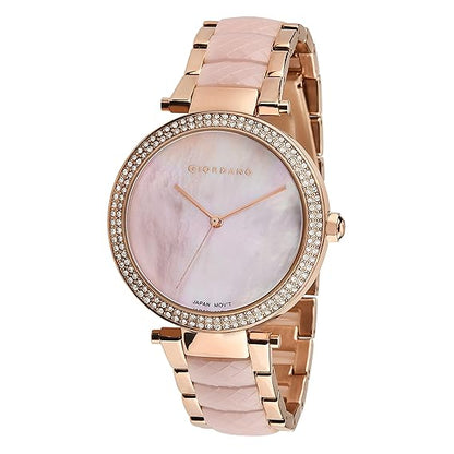 Giordano Analog Pink Dial Women's Watch with Rose Gold Band GD-2073-11