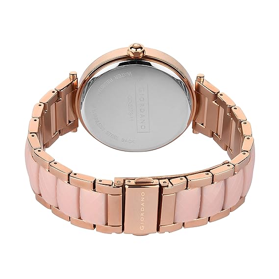Giordano Analog Pink Dial Women's Watch with Rose Gold Band GD-2073-11
