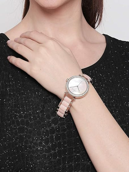 Giordano Analog Pink Dial Women's Watch with Rose Gold Band GD-2073-11