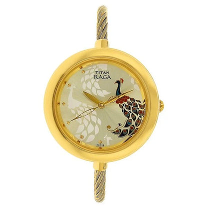 Titan Raga Garden of Eden Champagne Dial Analog Stainless Steel Strap watch for Women