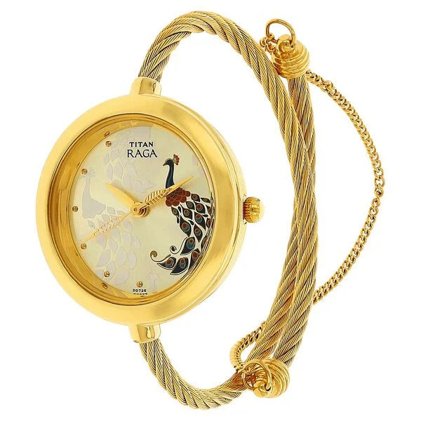 Titan Raga Garden of Eden Champagne Dial Analog Stainless Steel Strap watch for Women