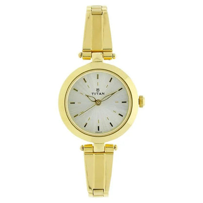 Titan Karishma Champagne Dial Women Watch With Stainless Steel Strap NT2574YM01