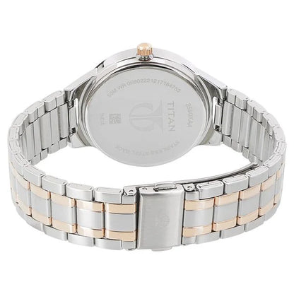 Titan Women's Elegance Moon phase Two-Tone White Dial Watch