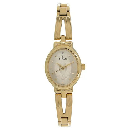 Titan Quartz Analog Champagne Dial Golden Stainless Steel Women - nm2594ym01
