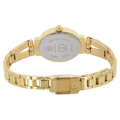 Titan Quartz Analog Champagne Dial Golden Stainless Steel Women - nm2594ym01