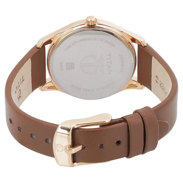 Titan Workwear Blue Dial Analog with Date Leather Strap watch for Women NS2596Wl03