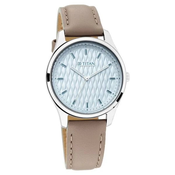 Titan Workwear Blue Dial Women Watch With Leather Strap np2639sl05
