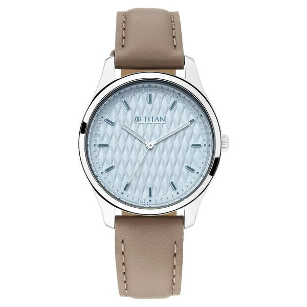 Titan Workwear Blue Dial Women Watch With Leather Strap np2639sl05