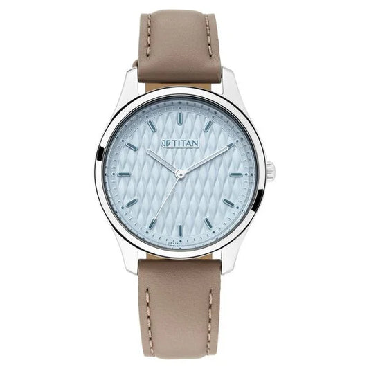 Titan Workwear Blue Dial Women Watch With Leather Strap np2639sl05