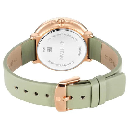 Titan Neo Green Dial Analog Leather Strap Watch for Women NU2648WL06