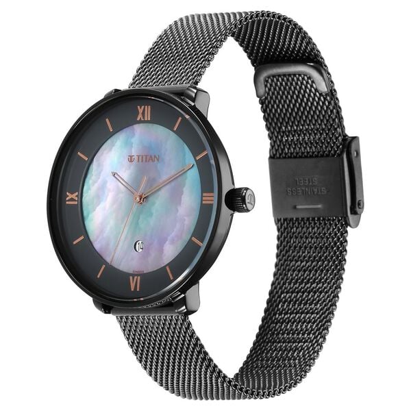 Titan Workwear Mother Of Pearl Dial Stainless Steel Strap Watch for Women nt2651qm04