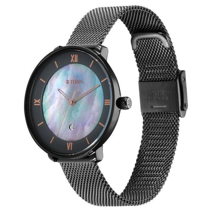 Titan Workwear Mother Of Pearl Dial Stainless Steel Strap Watch for Women nt2651qm04