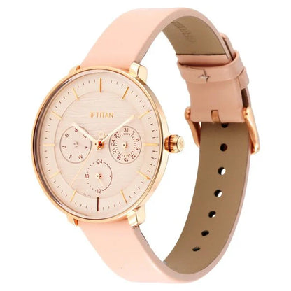 Titan Women's Svelte Rose gold Multi-Function Watch with Leather Strap nt2651wl03