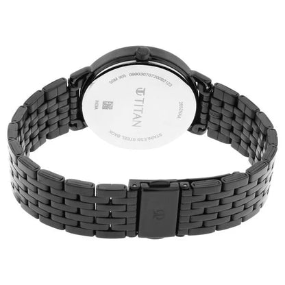 Titan Women's Regal: Roman Numeral Black Dial & Metal Strap Watch nt2652nm01