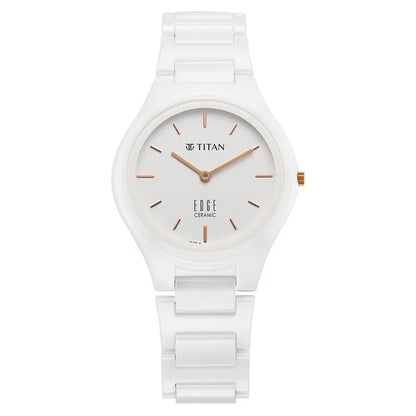 Titan Edge Ceramic Quartz in Arctic White Dial Watch for Women NU2653QC04