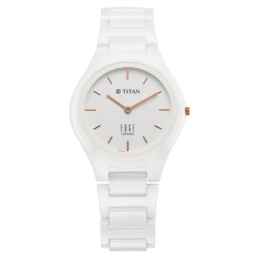 Titan Edge Ceramic Quartz in Arctic White Dial Watch for Women NU2653QC04