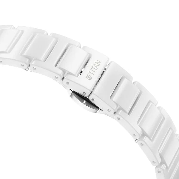 Titan Edge Ceramic Quartz in Arctic White Dial Watch for Women NU2653QC04