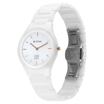 Titan Edge Ceramic Quartz in Arctic White Dial Watch for Women NU2653QC04