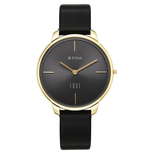 Edge Velora Quartz Analog Black Dial Two Toned Leather Strap Watch For Women