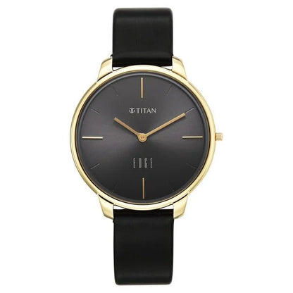Edge Velora Quartz Analog Black Dial Two Toned Leather Strap Watch For Women