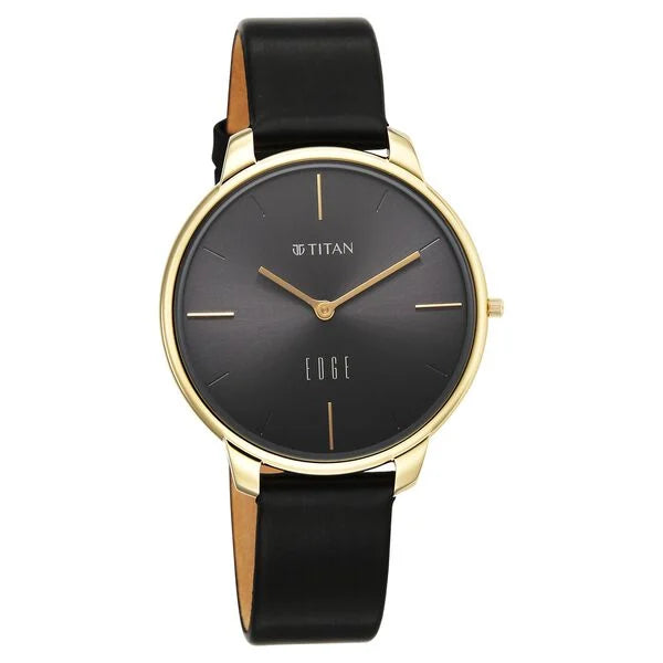 Edge Velora Quartz Analog Black Dial Two Toned Leather Strap Watch For Women