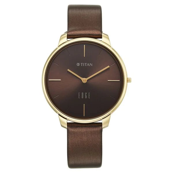 Edge Velora Quartz Analog Brown Dial Two Toned Leather Strap Watch For Women
