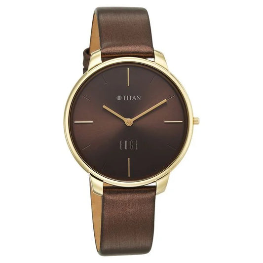 Edge Velora Quartz Analog Brown Dial Two Toned Leather Strap Watch For Women