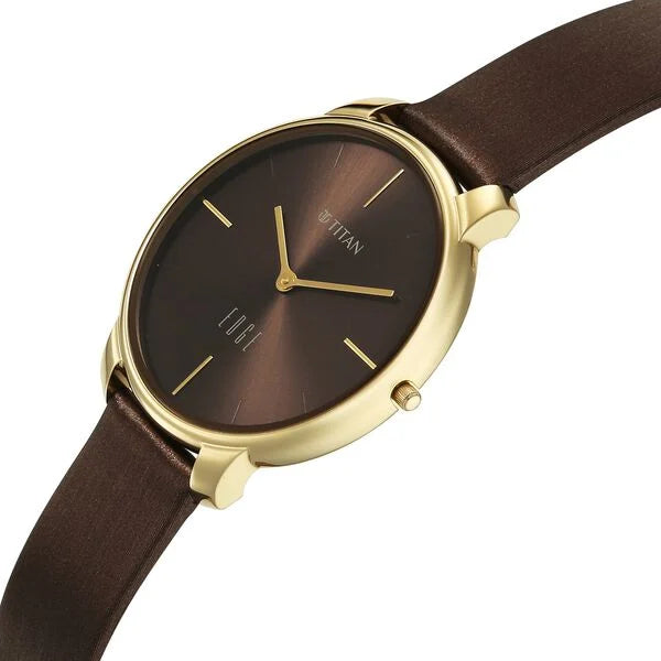 Edge Velora Quartz Analog Brown Dial Two Toned Leather Strap Watch For Women