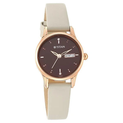Titan Women's Lagan Chic: Studded Brown Dial watch with & Elegant Hands - 25 mm Case Size - Small Dial 2656wl01
