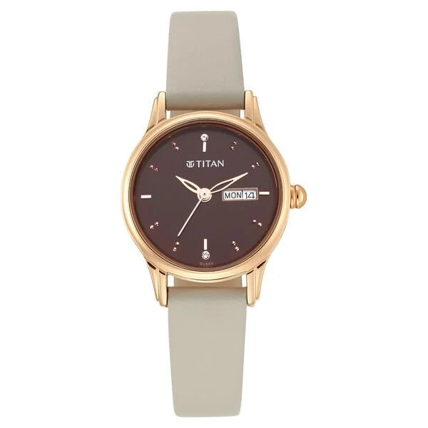 Titan Women's Lagan Chic: Studded Brown Dial watch with & Elegant Hands - 25 mm Case Size - Small Dial 2656wl01