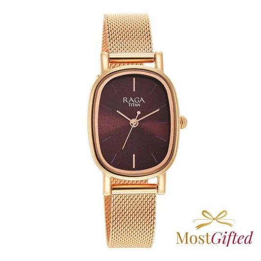Titan Raga Viva Brown Dial Analog Stainless Steel Strap Watch for Women nu2665wm01 Women's Watch