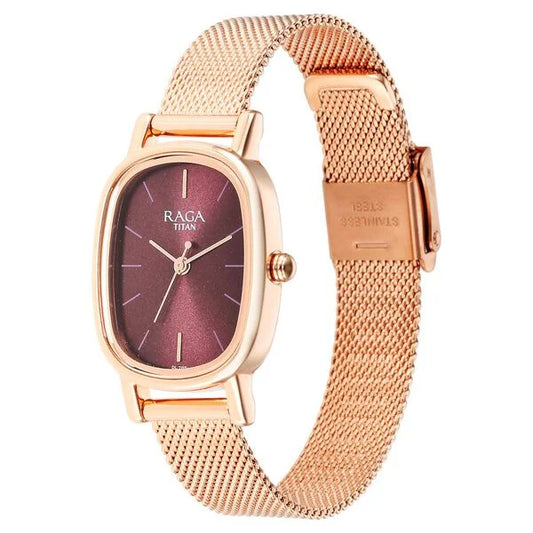 Titan Raga Viva Brown Dial Analog Stainless Steel Strap Watch for Women nu2665wm01 Women's Watch