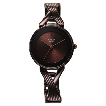 Titan Raga Chic Quartz Analog Brown Dial Metal Strap Watch for Women nu2698qm01