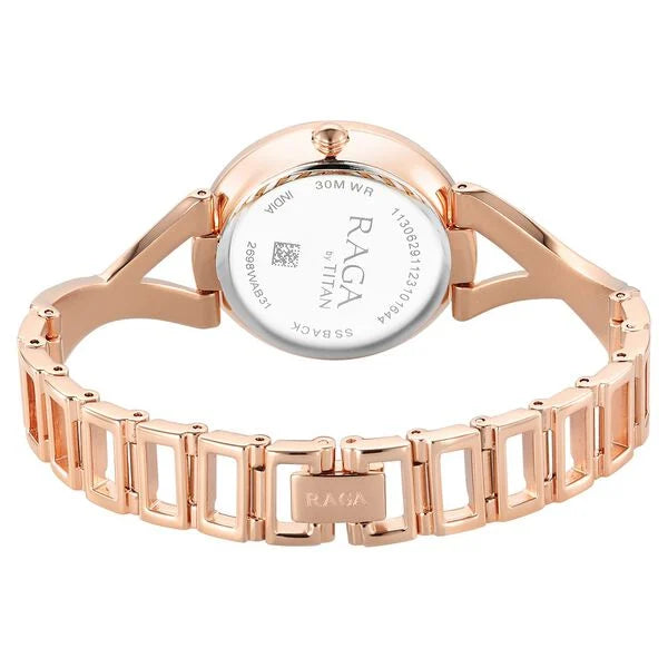 Titan Raga Chic Quartz Analog Rose Gold Dial Metal Strap Watch for Women nu2698wm01