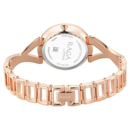 Titan Raga Chic Quartz Analog Rose Gold Dial Metal Strap Watch for Women nu2698wm01