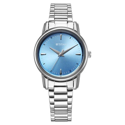 Titan Karishma Quartz Analog Blue Dial Silver Stainless Steel Strap Watch For Women nu2760sm02