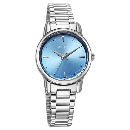 Titan Karishma Quartz Analog Blue Dial Silver Stainless Steel Strap Watch For Women nu2760sm02
