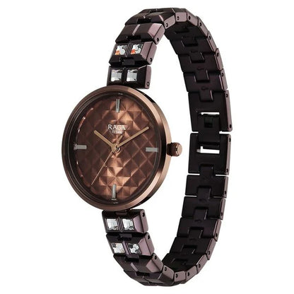 Titan Raga Contempore Quartz Analog Brown Dial Metal Strap Watch For Women 2775qm01f