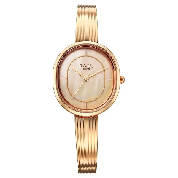 5 / 5 similar products share Raga Titan Raga Contempore Quartz Analog Rose Gold Mother Of Pearl Dial Metal Strap Watch For Women nu2776wm01f