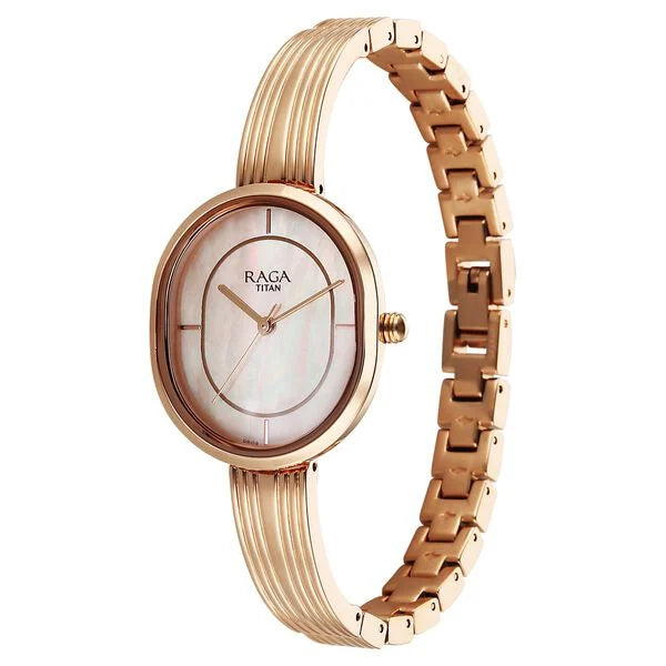 5 / 5 similar products share Raga Titan Raga Contempore Quartz Analog Rose Gold Mother Of Pearl Dial Metal Strap Watch For Women nu2776wm01f