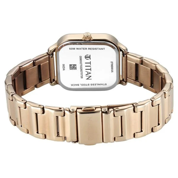 Titan Neo Quartz Analog with Date Champagne Dial Rose Gold Metal Strap Watch For Women 2786wm01