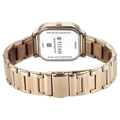 Titan Neo Quartz Analog with Date Champagne Dial Rose Gold Metal Strap Watch For Women 2786wm01